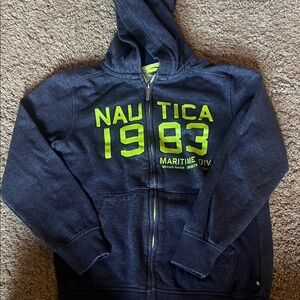 Nautica Kids Dark Blue Zip-Up with Bright Green Accents